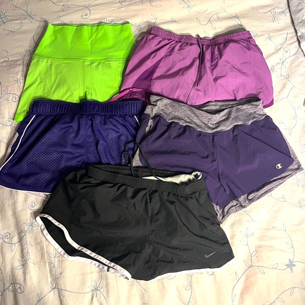 Champion Athletic Shorts Green and Purple Lightweight Performance